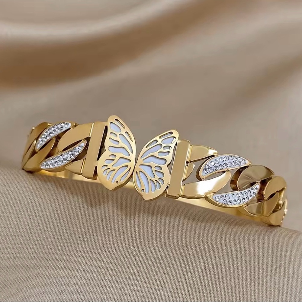 Chunky Butterfly Stainless Steel Bangle Bracelet New - Picture 5 of 5